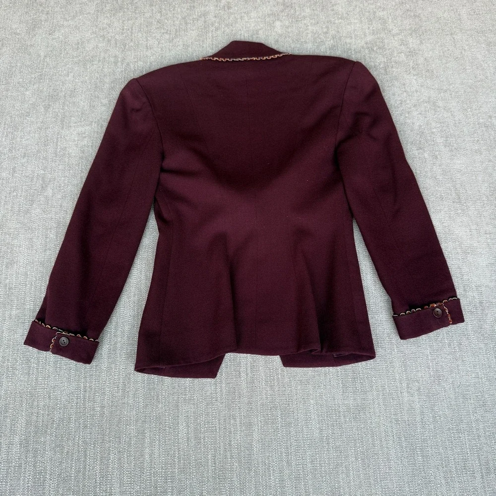 Bebe Two-Piece Suit Set Blazer & Skirt Womens 2 Burgundy Wool Single Breasted